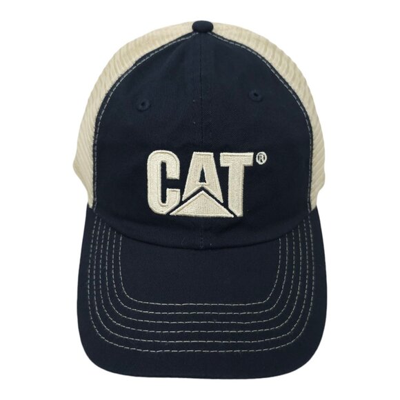 Caterpillar CAT Equipment Logo Mesh Strapback Cap Trucker Baseball Hat Blue NEW - Picture 1 of 13